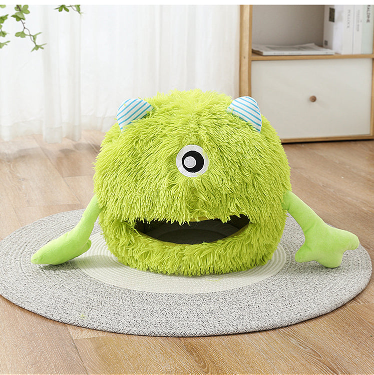 Machine Washable Fluffy Round Pet Calming Plush Bed