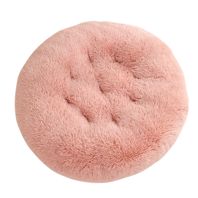 Plush Round Pet Bed Warm Sleeping Mat Cozy Nest