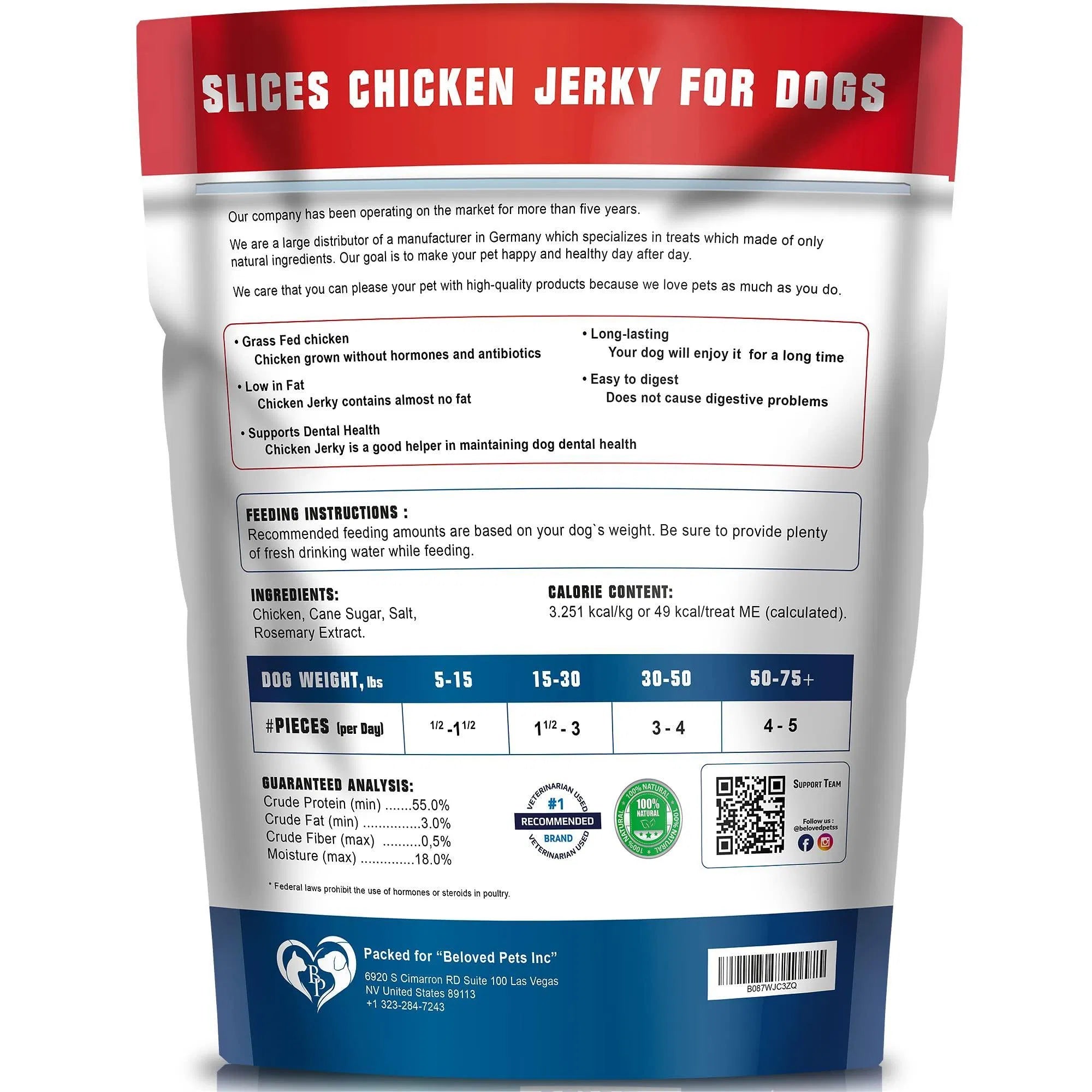 Grain Free Chicken Jerky Training Treats 1.5Lb, 24 oz