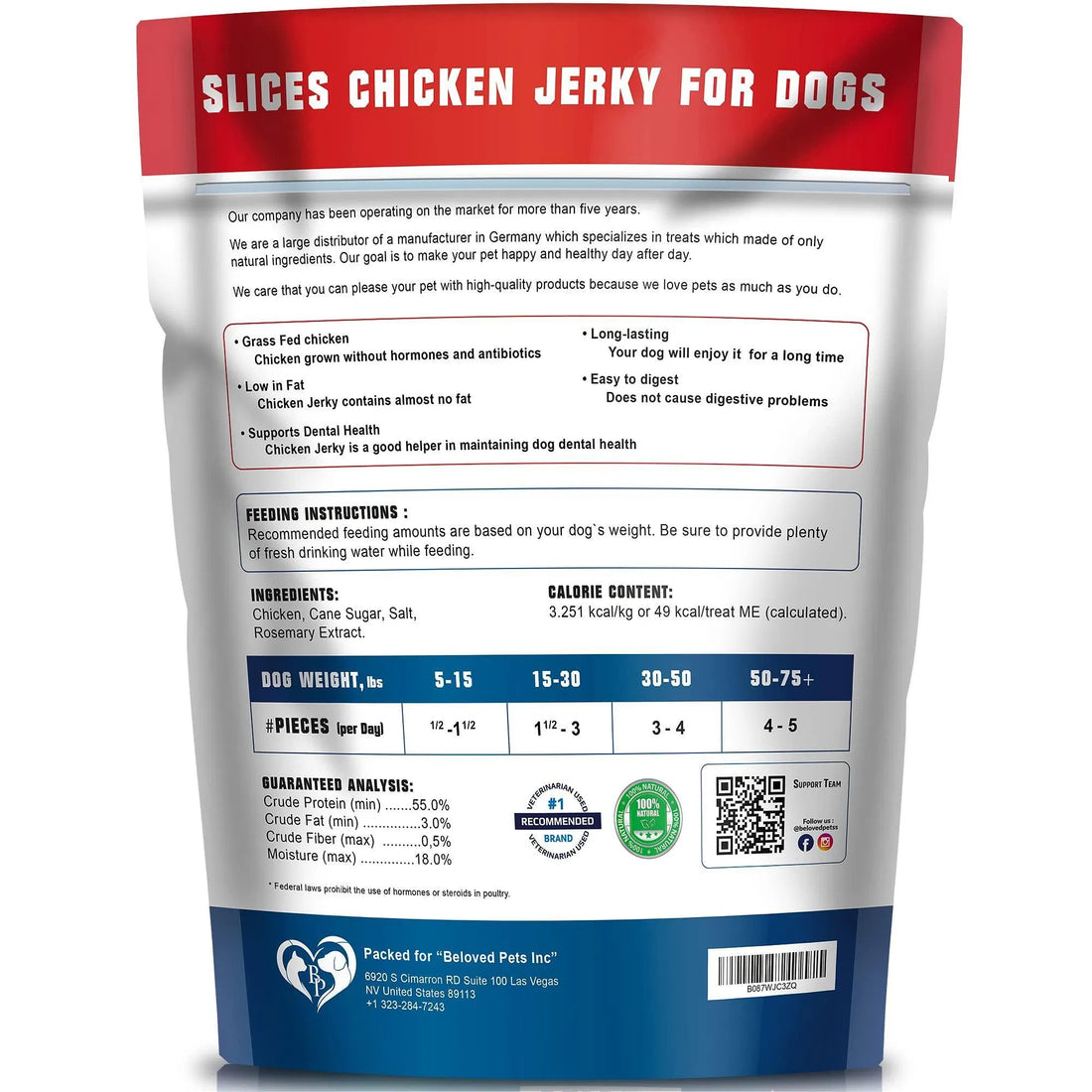 Grain Free Chicken Jerky Training Treats 1.5Lb, 24 oz