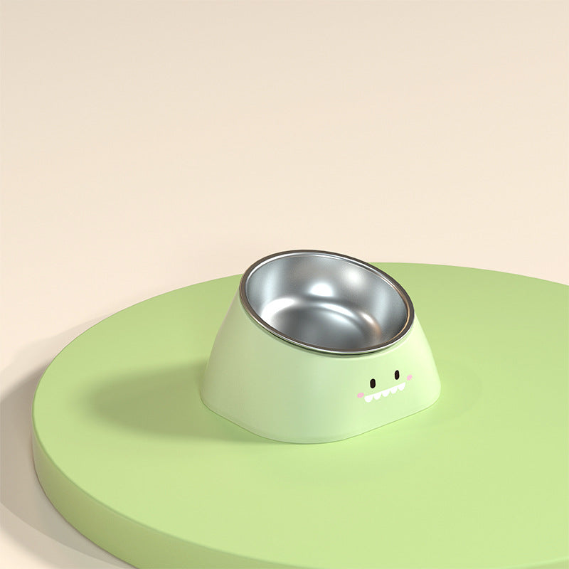 Pet Tilted Cervical Support Stainless Steel Feeding Bowl