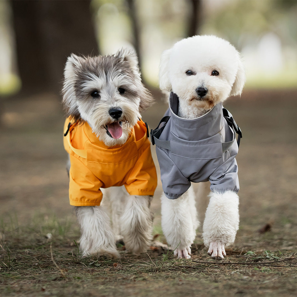Pet Chest Back Waterproof Raincoat Two Leg Traction Coat