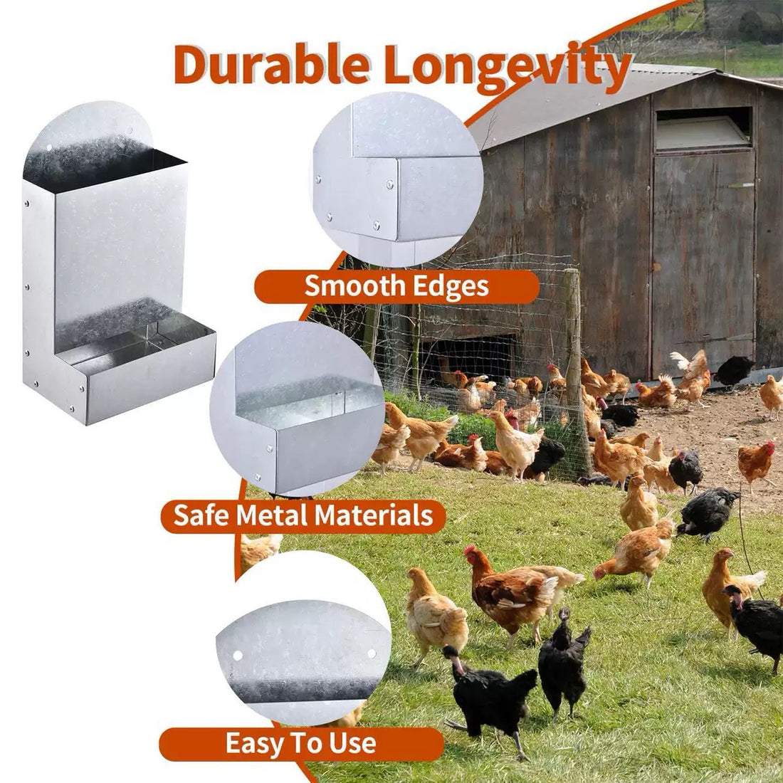 Poultry Feeding Metal Trough Chicken Parrot Bird Small Animal Feeder