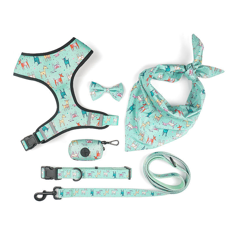 Bow Design Pet Harness With Control Leash Set