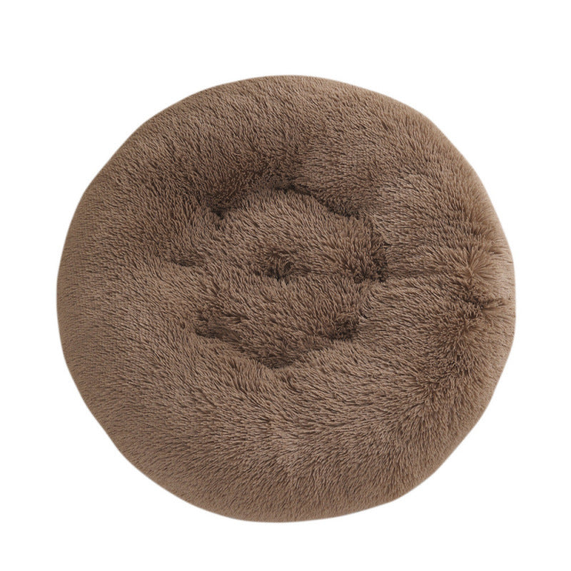 Plush Round Pet Bed Warm Sleeping Mat Cozy Nest