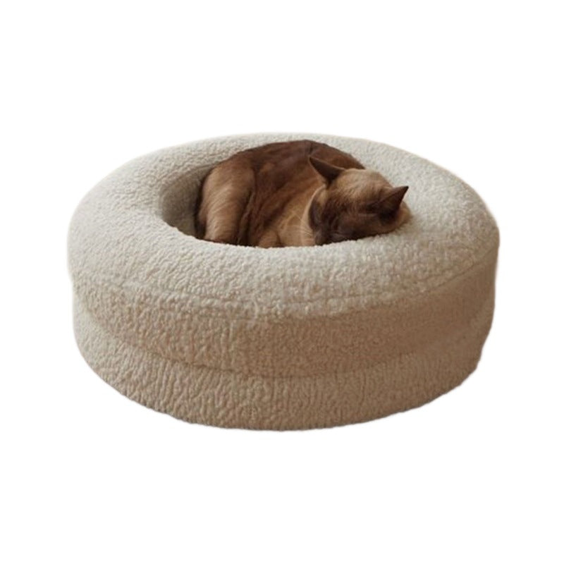 Solid Color Leisure Round Pet Bed Cozy Sleeping Nest