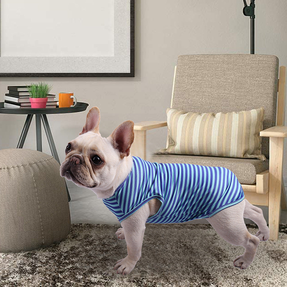 Pet Striped Crew Neck Tank Top T-Shirt Apparel