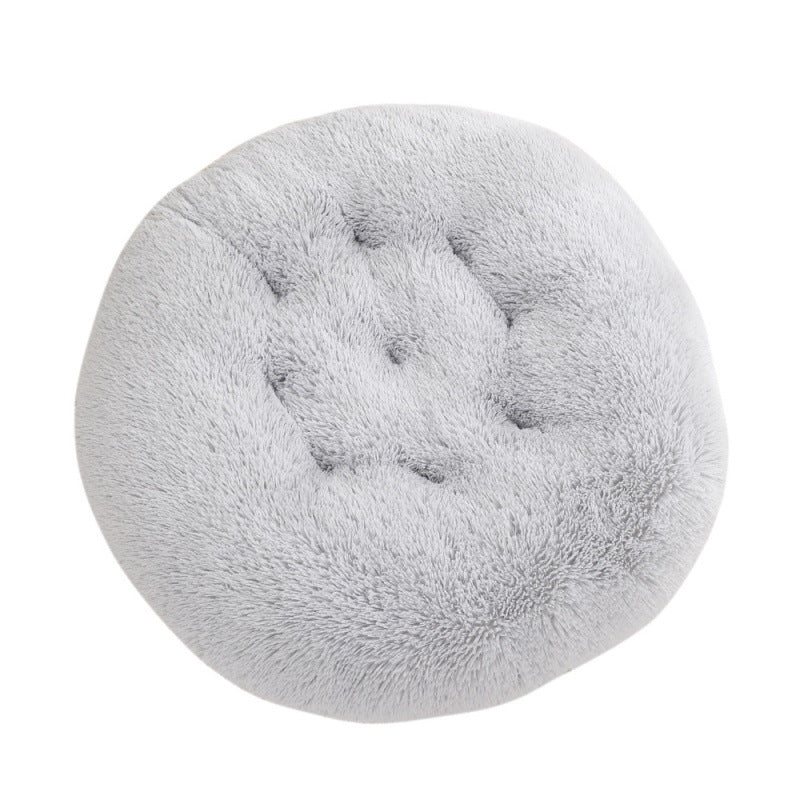 Plush Round Pet Bed Warm Sleeping Mat Cozy Nest
