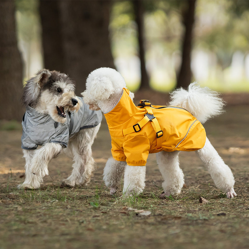 Pet Chest Back Waterproof Raincoat Two Leg Traction Coat
