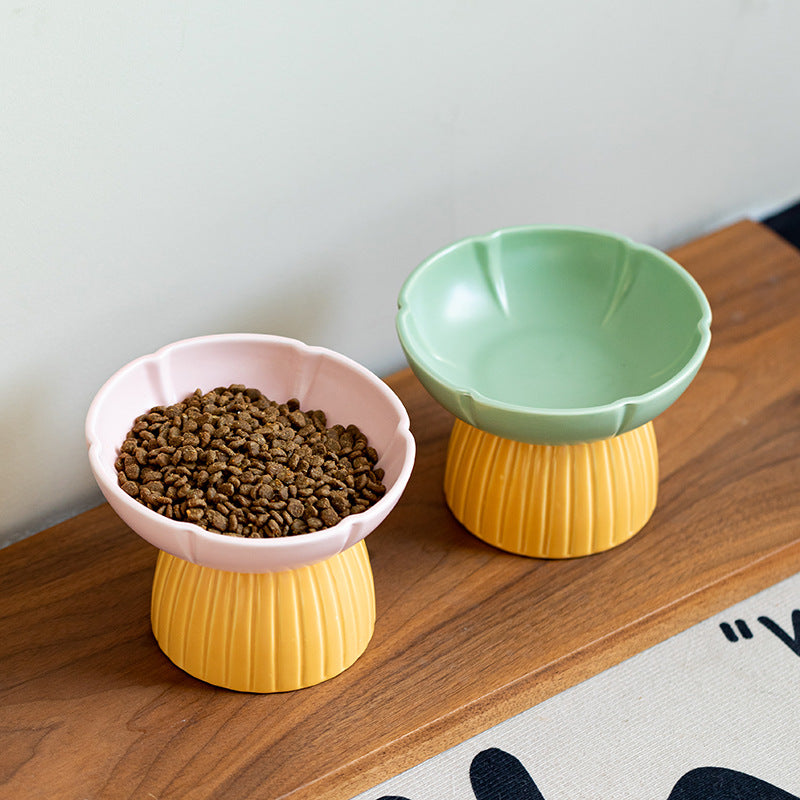 Macaron Color Pet Ceramic Feeding Bowl Set
