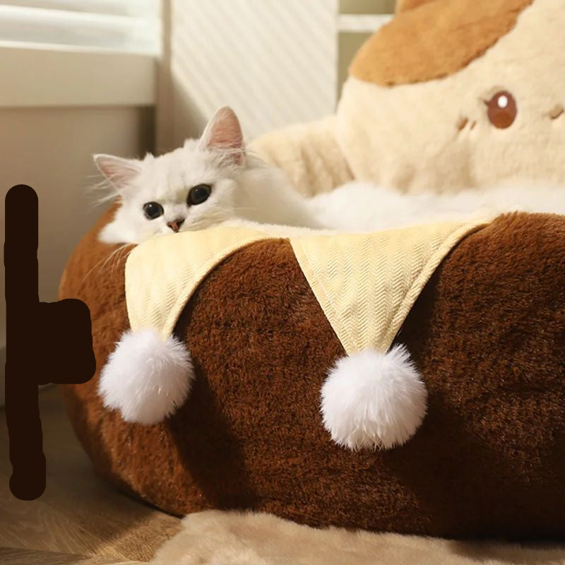 Round Pet Sofa Bed Warm Soft Sleeping Cushion