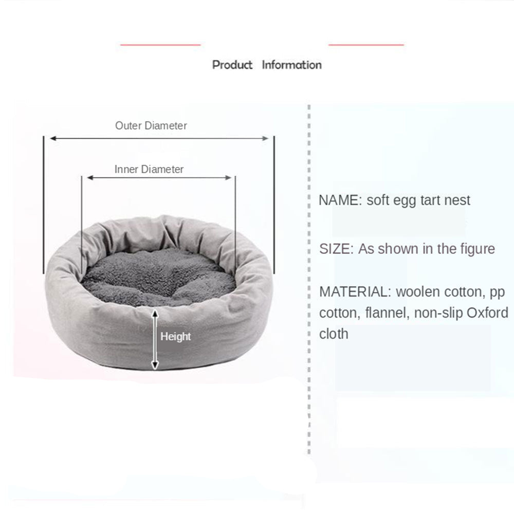 Soft Round Pet Bed With Pillow Plush Sleeping Nest