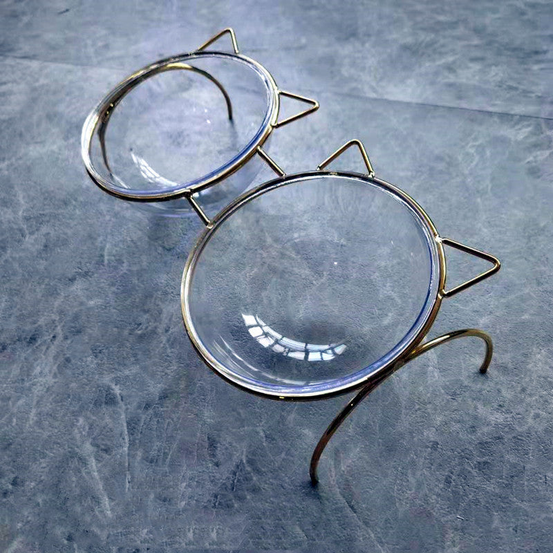Pet Glass Feeding Bowl With Metal Rack Accessories