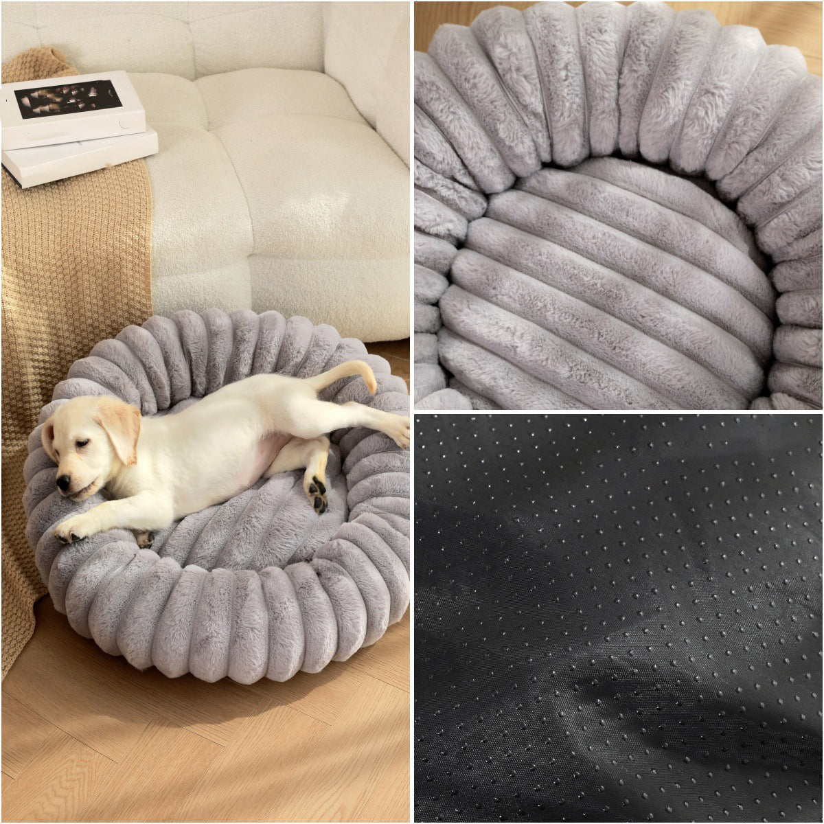 Plush Round Pet Nest Warm Winter Long Hair Bed