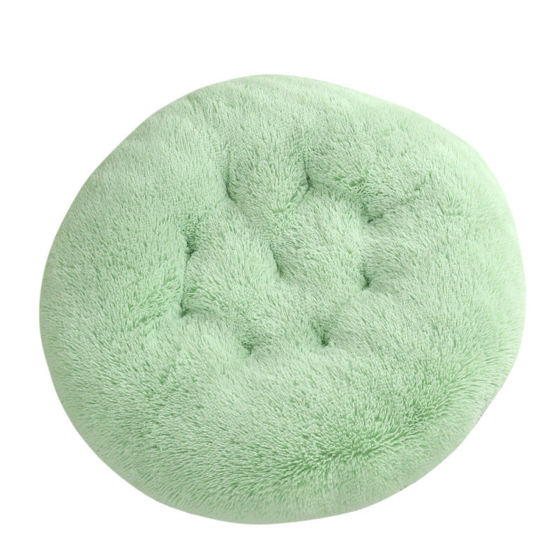 Plush Round Pet Bed Warm Sleeping Mat Cozy Nest