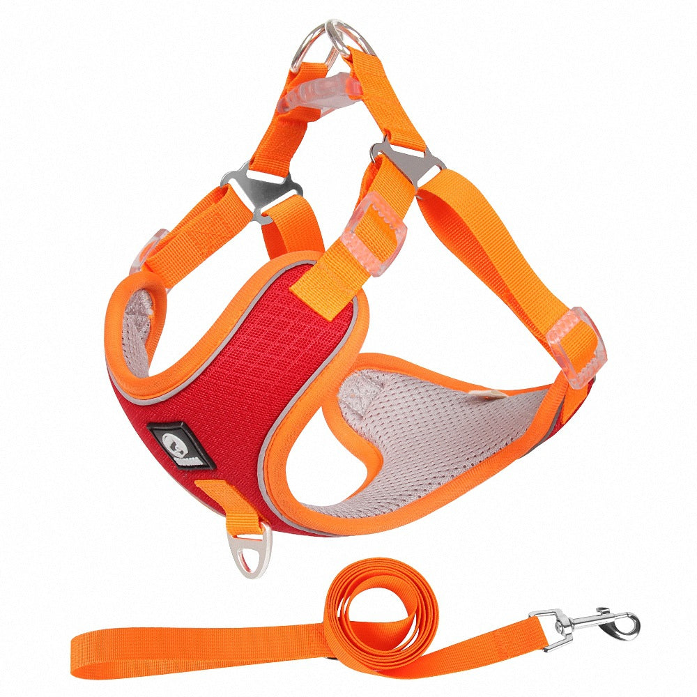 Adjustable Breathable Pet Harness With Control Leash