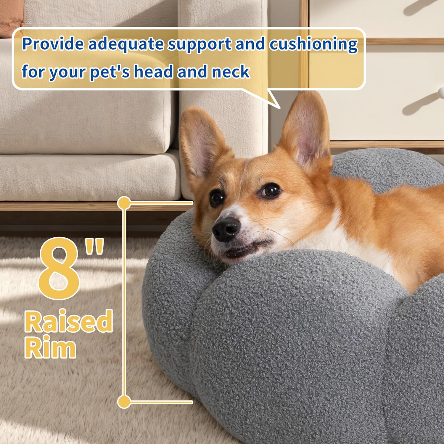 Fluffy Round Pet Calming Donut Plush Cuddler Bed