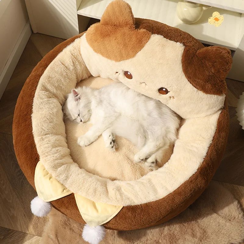Round Pet Sofa Bed Warm Soft Sleeping Cushion