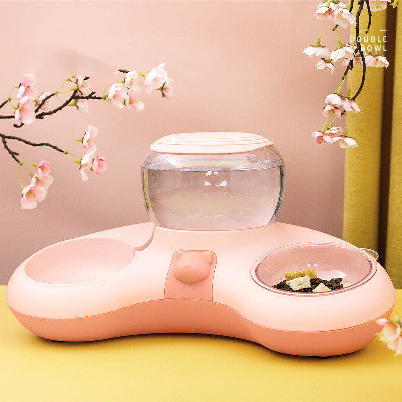 Crescent Automatic Pet Water And Feeding Double Bowl