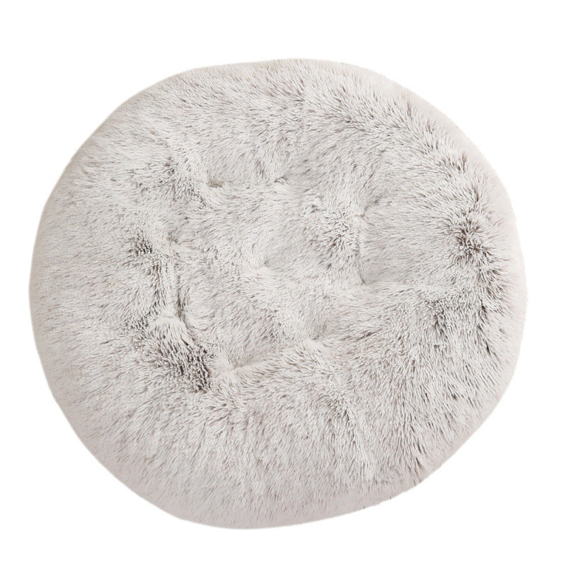 Plush Round Pet Bed Warm Sleeping Mat Cozy Nest