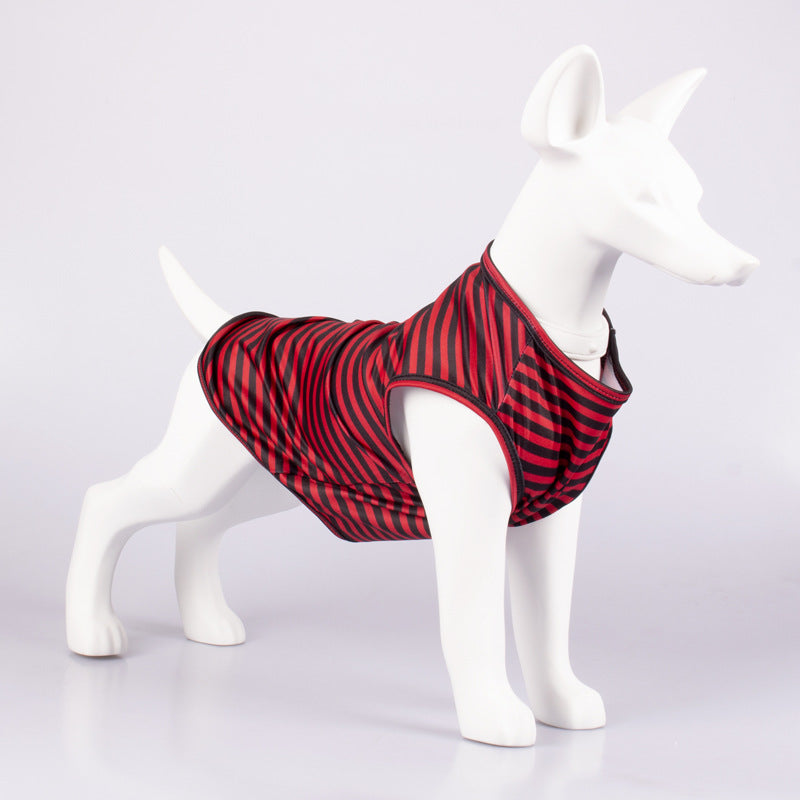 Pet Striped Crew Neck Tank Top T-Shirt Apparel