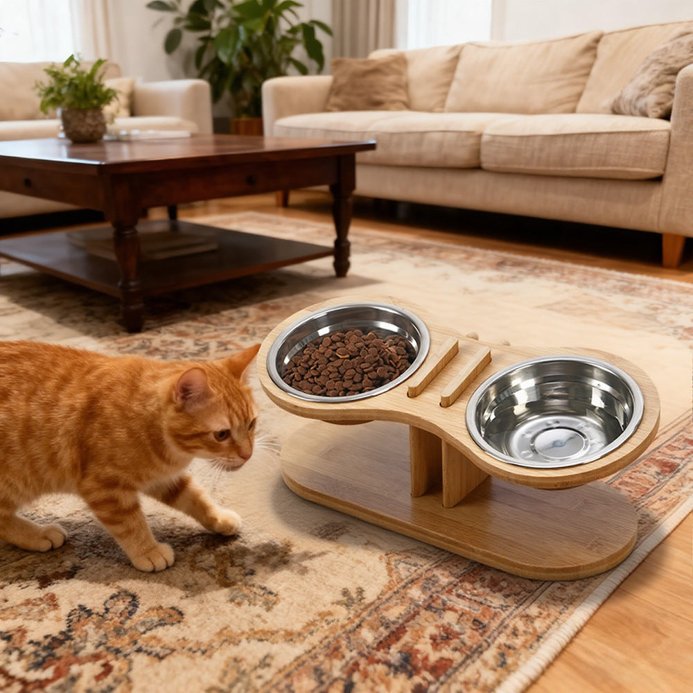 Adjustable Tilted Pet Feeding Bowl Stand Set