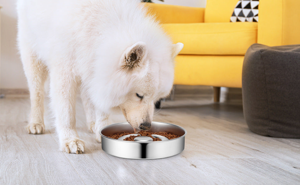 Stainless Steel Pet Slow Feeding Bowl Neck Protector